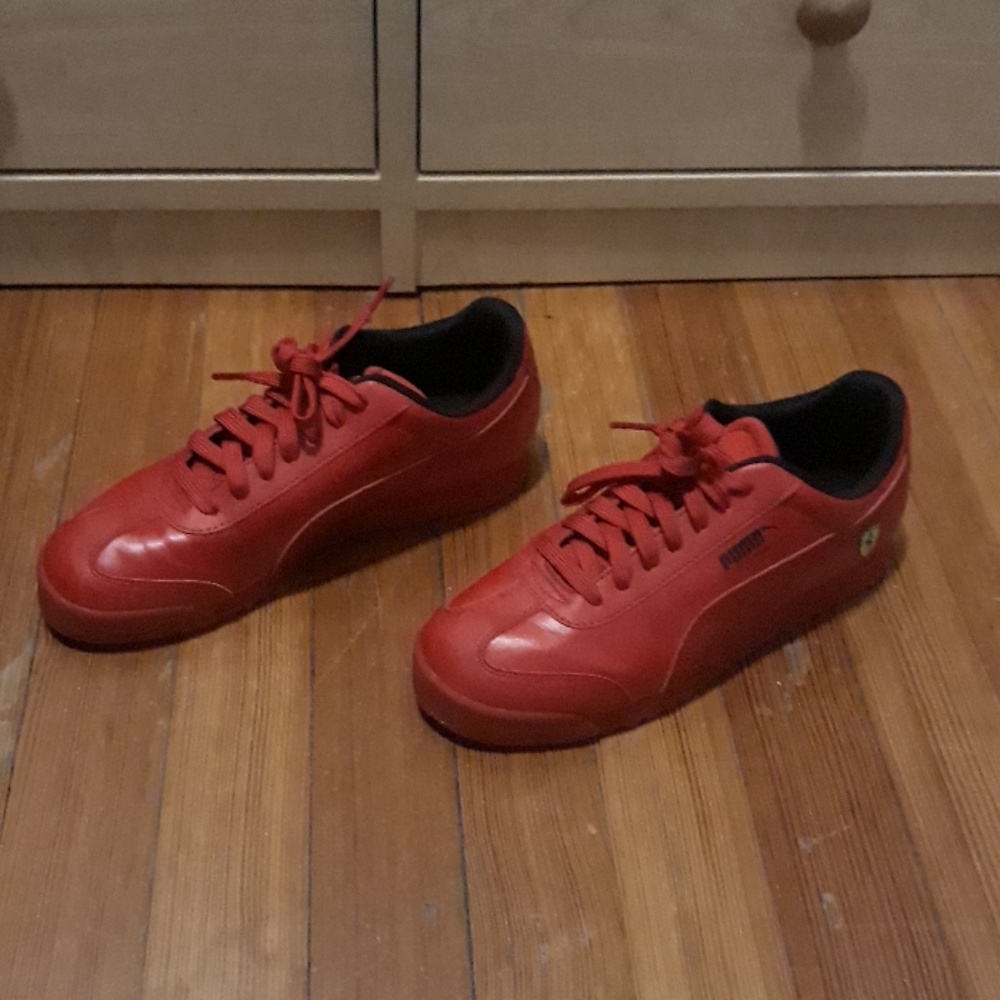 Red Puma sneakers with Ferrari logo